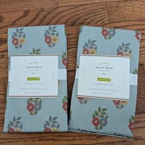 New Set Of 2  Pottery Barn Laurel Organic Cotton Euro Sham 26” x 26” NOS RARE